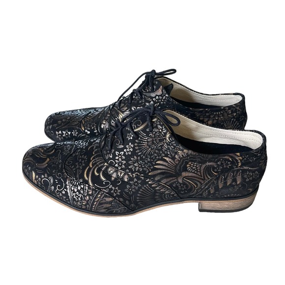 Zapato Oxfords Black Gold Size Women’s 39 - Picture 1 of 11